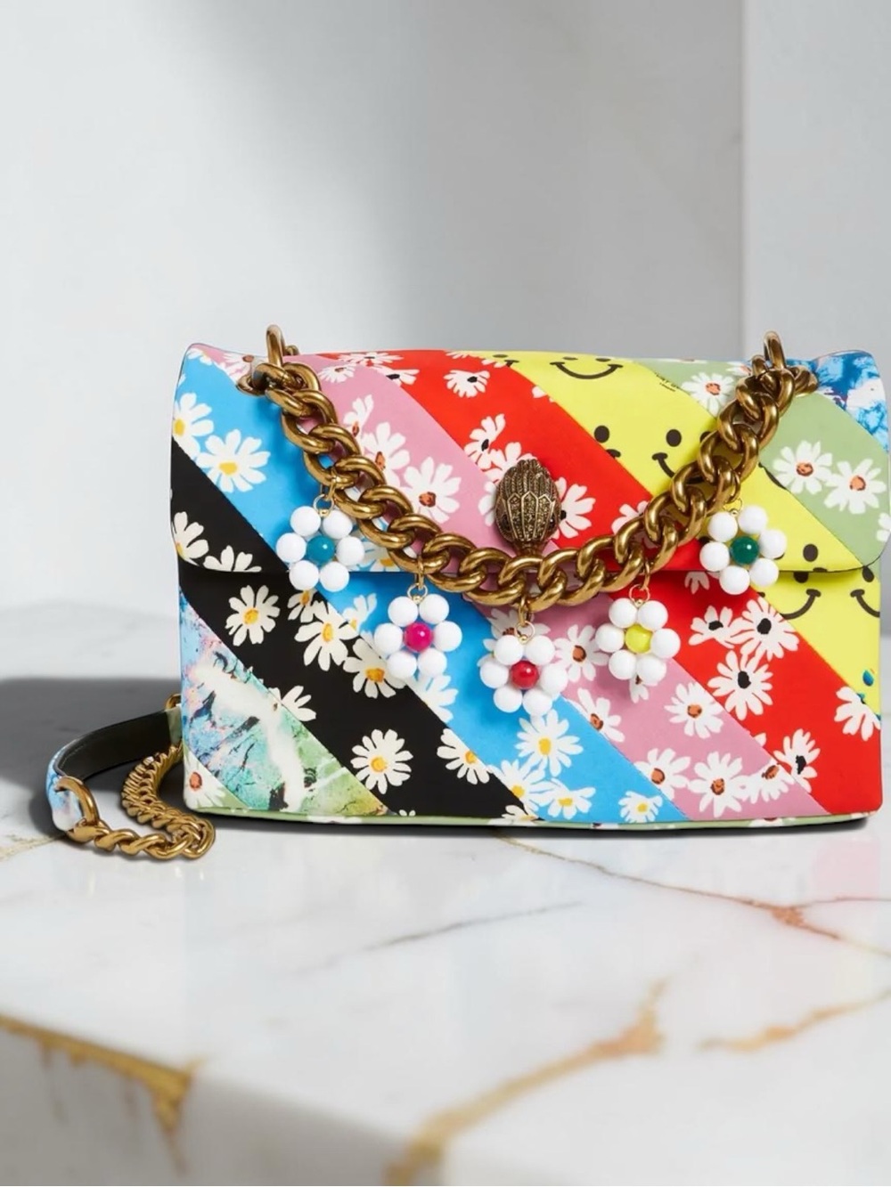 Kurt Geiger EUC Multi Striped Medium Kensington Crossbody Bag